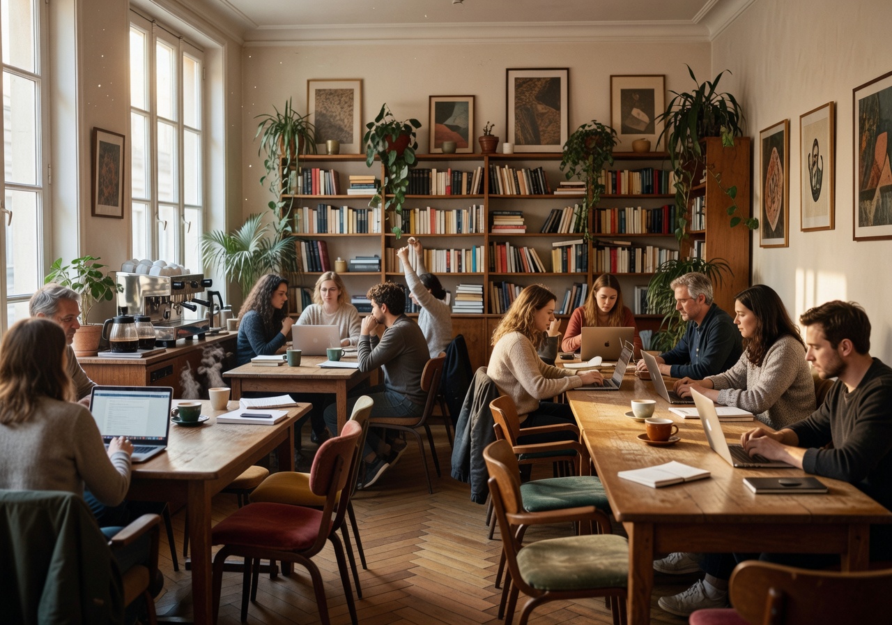 Anticafé Paris coworking cafe with comfortable seating